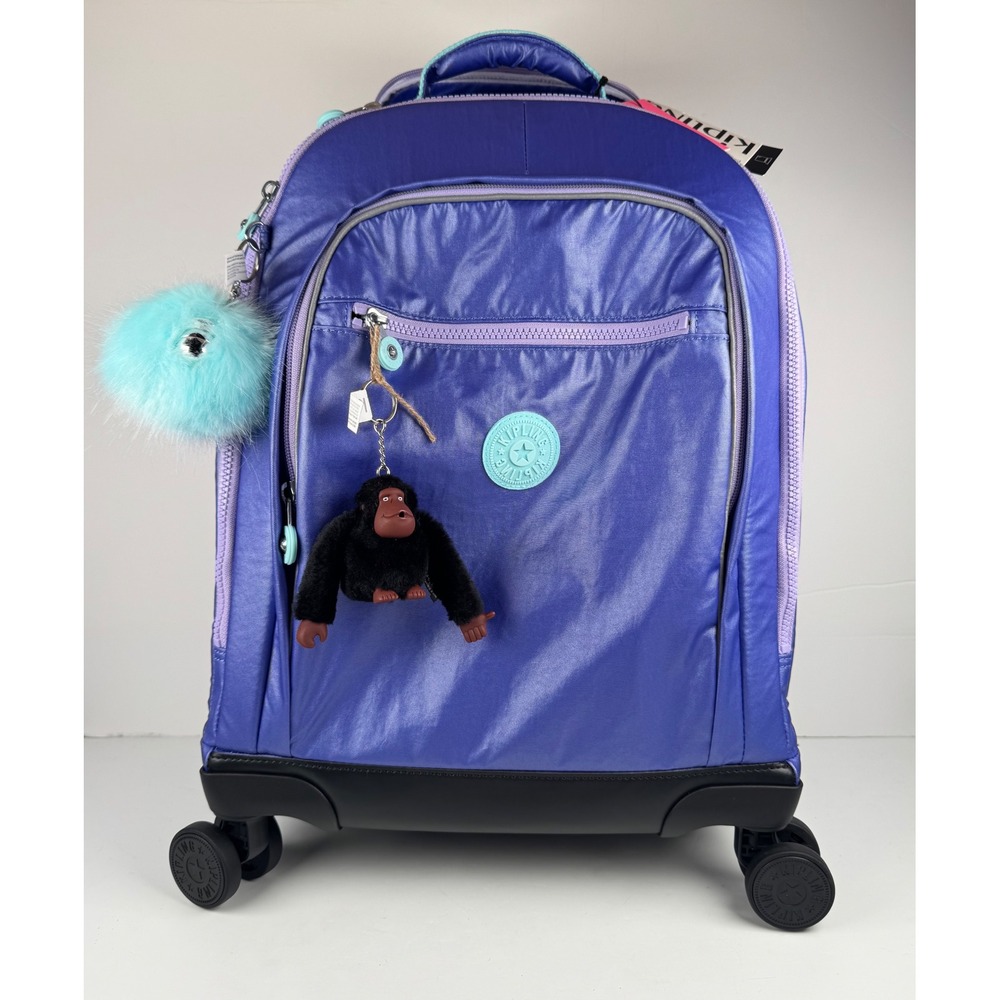 Kipling New Zea Cosmic Metallic 15" Laptop Rolling Backpack School Travel NWT